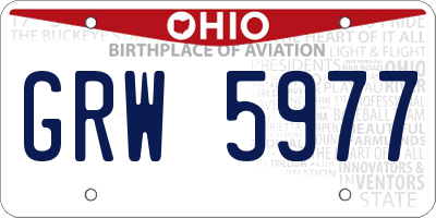 OH license plate GRW5977