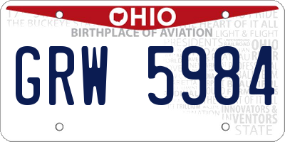 OH license plate GRW5984