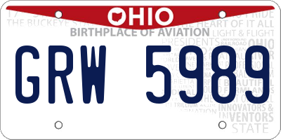 OH license plate GRW5989