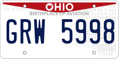 OH license plate GRW5998