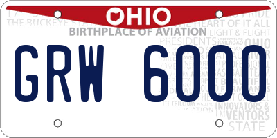OH license plate GRW6000