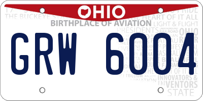 OH license plate GRW6004