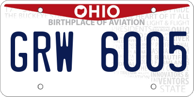OH license plate GRW6005