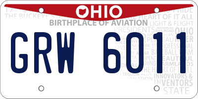 OH license plate GRW6011