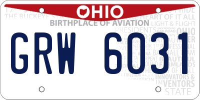 OH license plate GRW6031