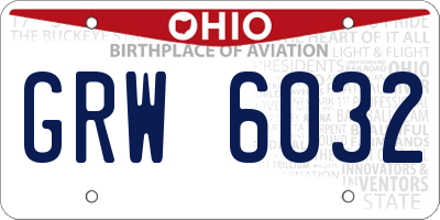 OH license plate GRW6032