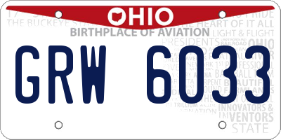 OH license plate GRW6033