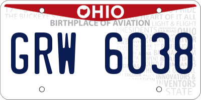 OH license plate GRW6038