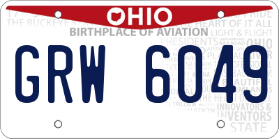 OH license plate GRW6049