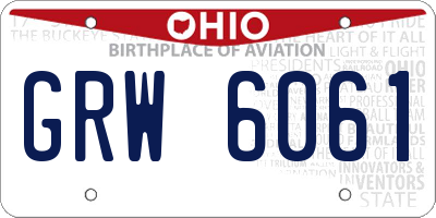 OH license plate GRW6061