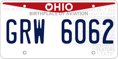 OH license plate GRW6062