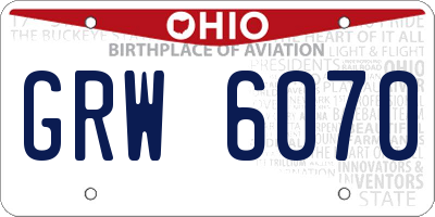 OH license plate GRW6070