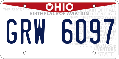 OH license plate GRW6097