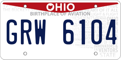 OH license plate GRW6104