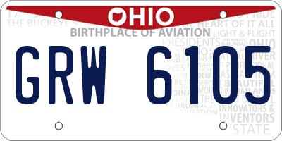 OH license plate GRW6105