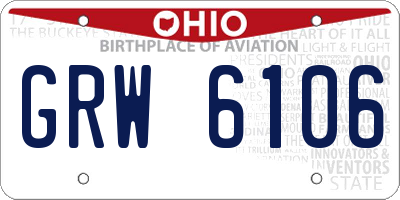 OH license plate GRW6106