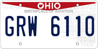 OH license plate GRW6110