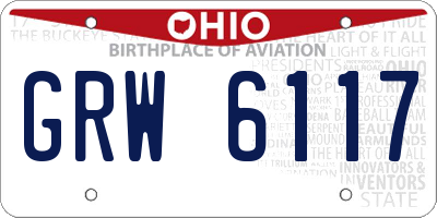 OH license plate GRW6117