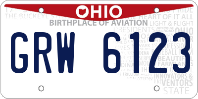 OH license plate GRW6123