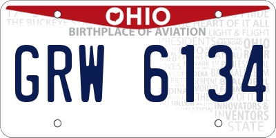 OH license plate GRW6134