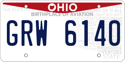 OH license plate GRW6140