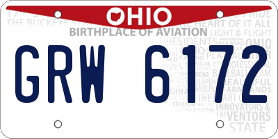 OH license plate GRW6172