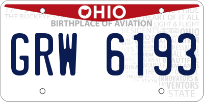 OH license plate GRW6193