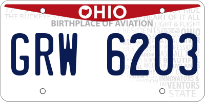 OH license plate GRW6203