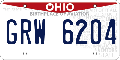 OH license plate GRW6204