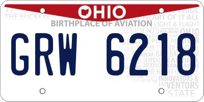 OH license plate GRW6218