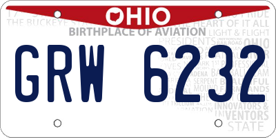 OH license plate GRW6232
