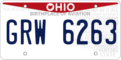 OH license plate GRW6263