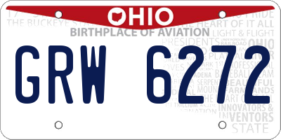 OH license plate GRW6272