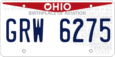 OH license plate GRW6275