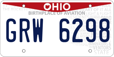OH license plate GRW6298