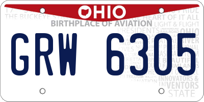 OH license plate GRW6305