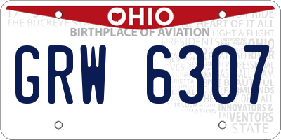 OH license plate GRW6307