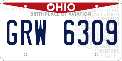 OH license plate GRW6309