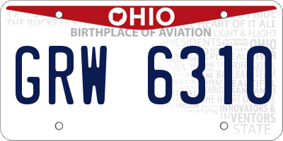 OH license plate GRW6310