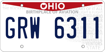 OH license plate GRW6311