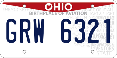 OH license plate GRW6321