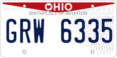 OH license plate GRW6335