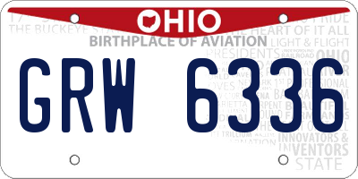 OH license plate GRW6336