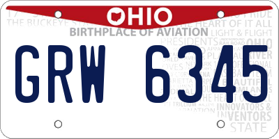 OH license plate GRW6345