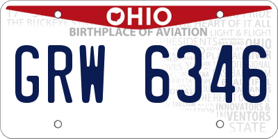 OH license plate GRW6346