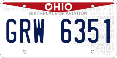OH license plate GRW6351