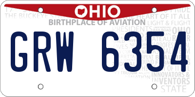 OH license plate GRW6354