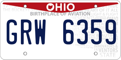 OH license plate GRW6359