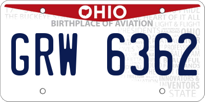 OH license plate GRW6362