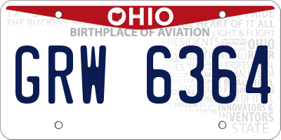 OH license plate GRW6364